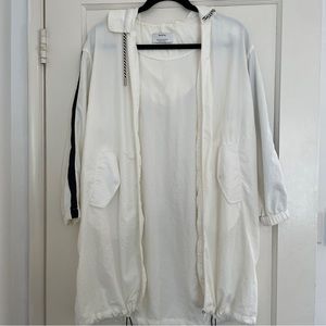 Bershka White and Black Drawstring Jacket - Size Extra Small (XS)